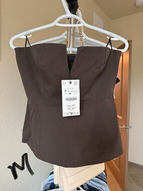 Zara Strapless Brown Bustier Top